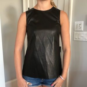 VINCE BLACK LEATHER TOP NWT